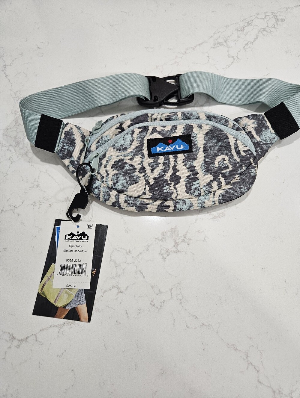 Kavu Spectator Waist Pack in Light Blue and Gray Pattern